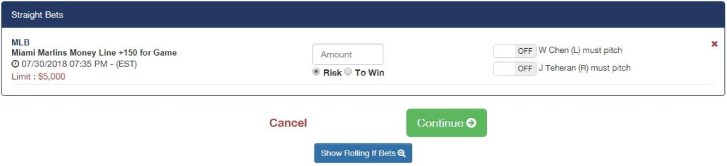 Youwager Bet Slip