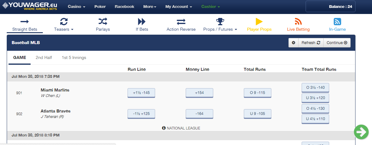 Youwager Interface