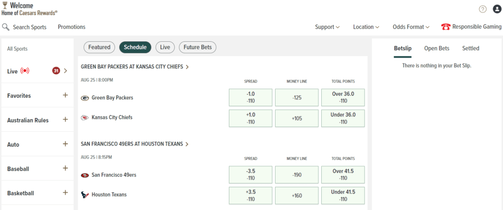 Caesar's Sportsbook Dashboard